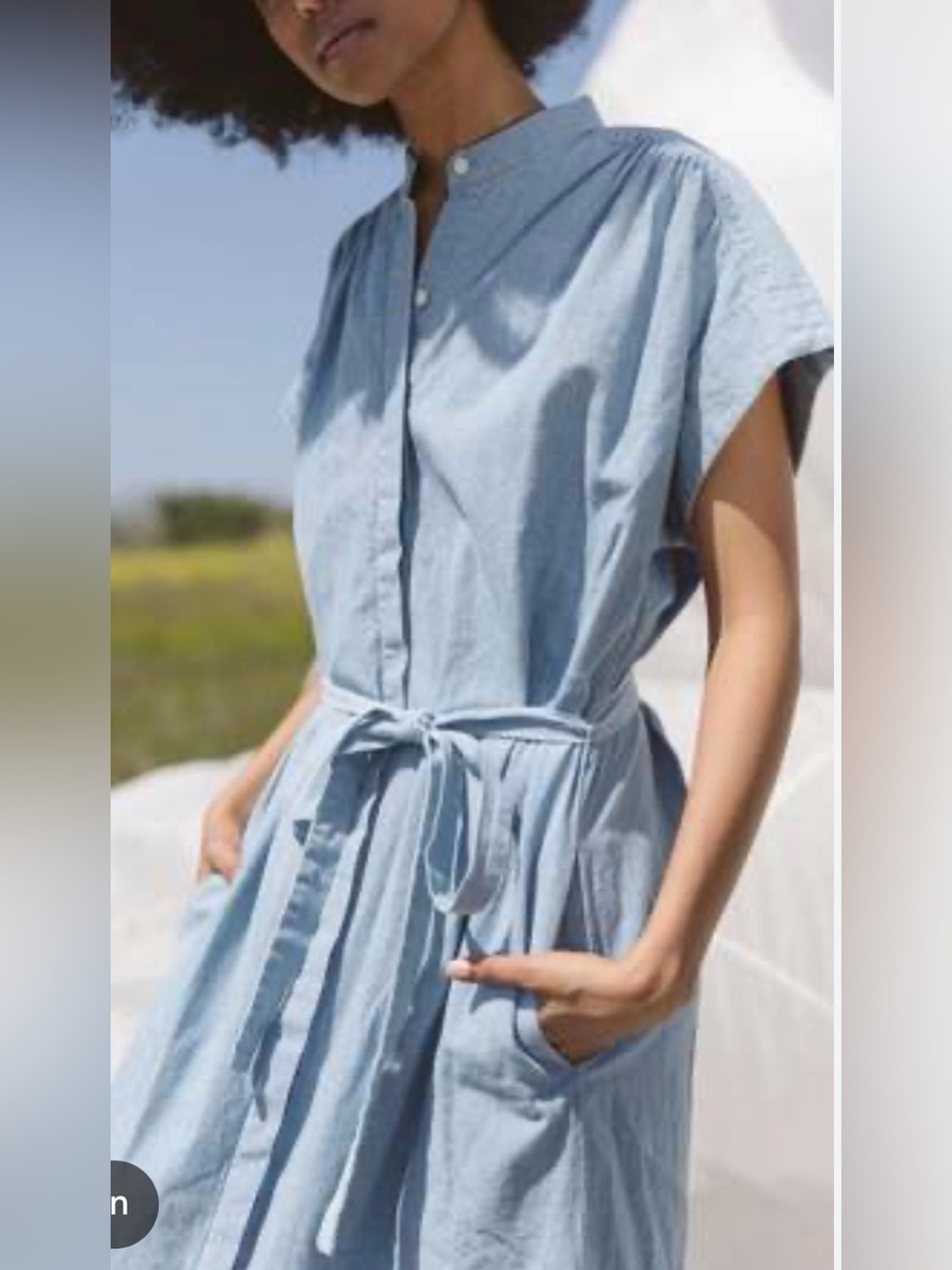 BNWT TROVATA Chambray Astrid Easy Blue Button-Front Shirt dress size XS.S $258 - Picture 2 of 9